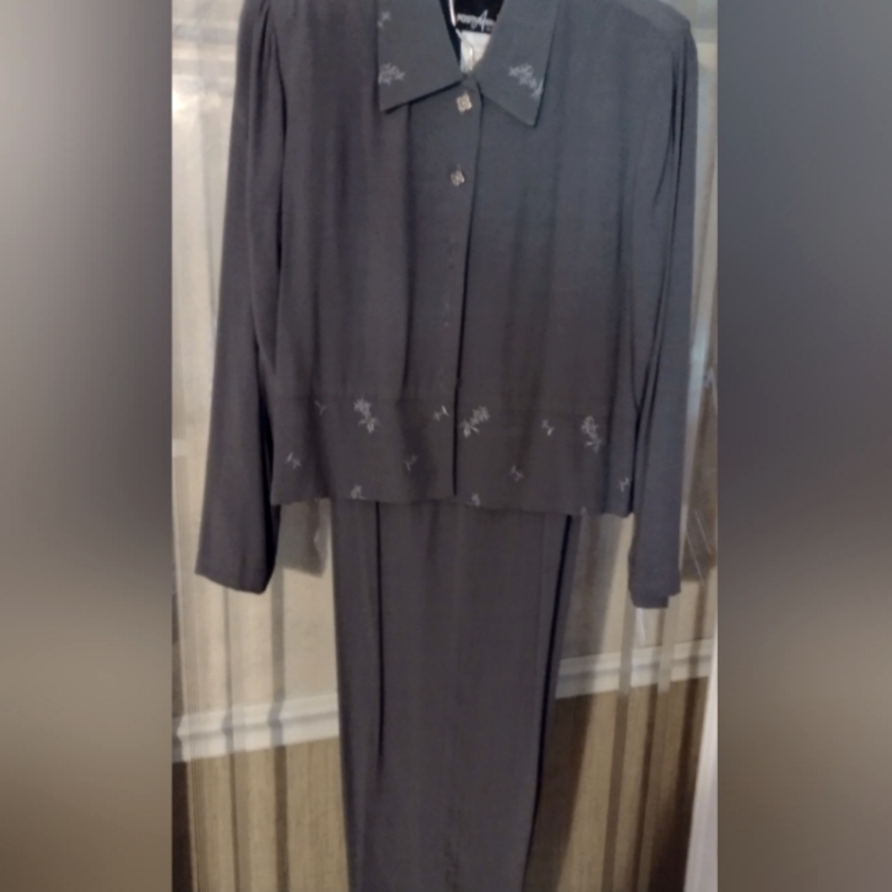 Positive Attitude Gray 2 Pc Set, Peplum Waist Blazer, 8P
